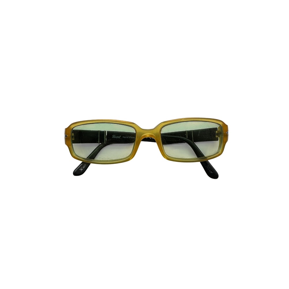 Persol 2505-S Sunglasses Yellow Black Frame Green Lens Italy Vintage 53-17-135